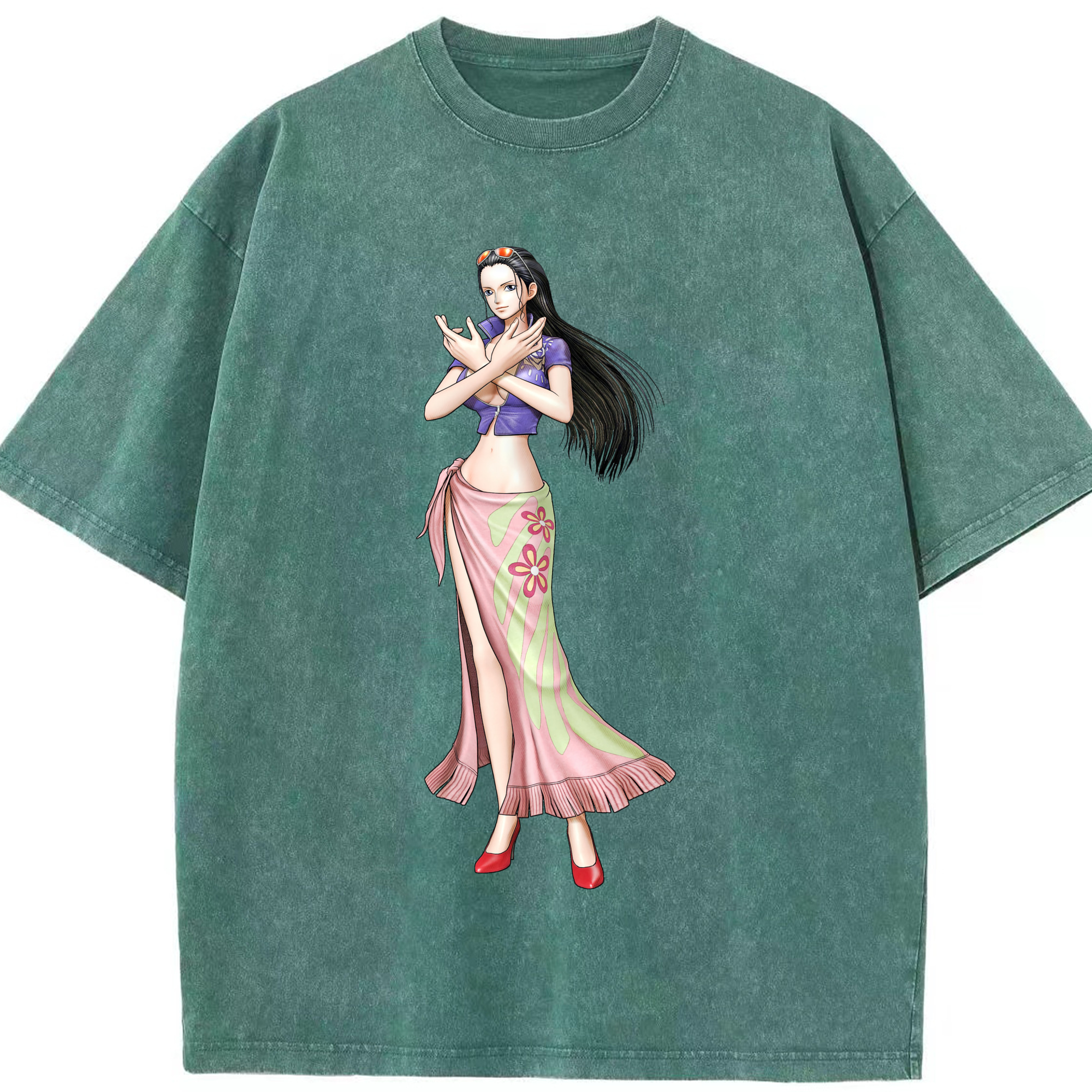 ワンピース ニコ・ロビン ONE PIECE Nico Robin 綿100% ヴィンテージ風 半袖Tシャツ（フロントプリント）